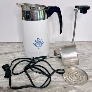 CORNING WARE 10-Cup Electromatic Coffee Percolator P-80-EP W/ Cord - Cornflower